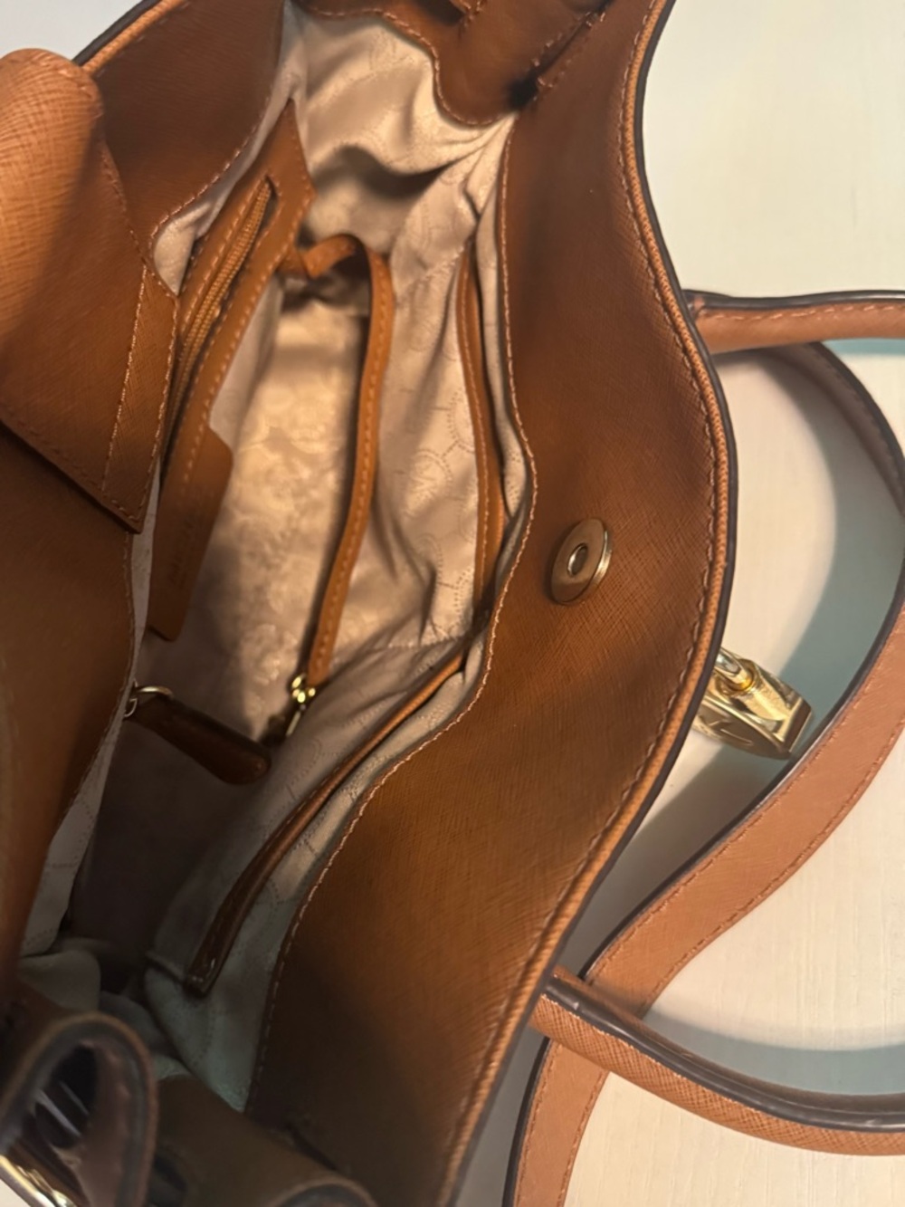 Michael Kors Brown Saffiano Satchel with Gold Hardware - Picture 9 of 13